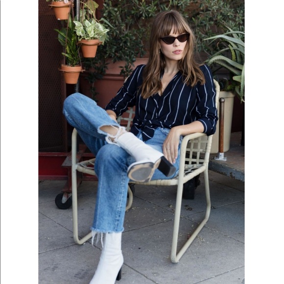 Rails Ava navy front tie blouse top - Picture 2 of 8